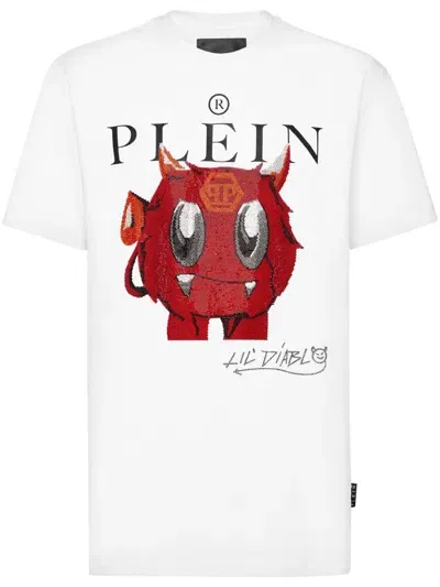 Philipp Plein Ss Crystal Monster T-shirt In White