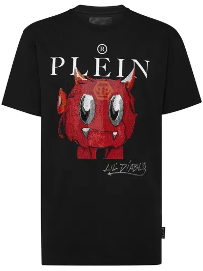 Philipp Plein Ss Crystal Monster T-shirt In Black