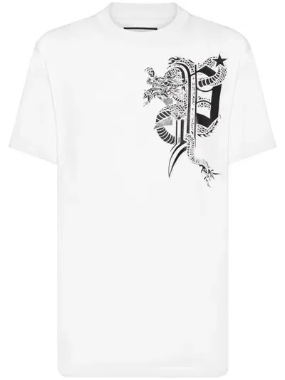 Philipp Plein Ss Dragon T-shirt In White