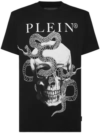 Philipp Plein Ss Stones Snake T-shirt In Black