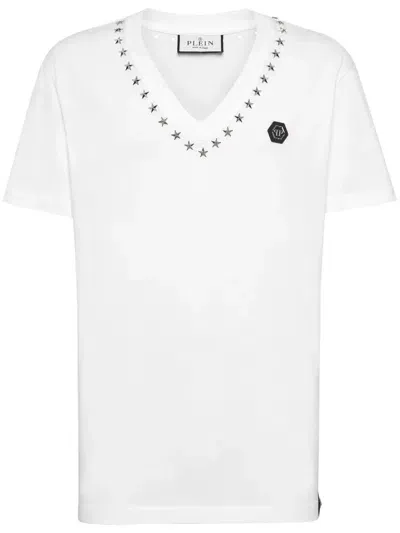 Philipp Plein Star-stud Cotton T-shirt In White