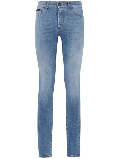 Philipp Plein Jeggings Mit Stone-wash-effekt In Blue