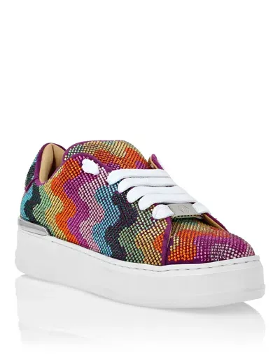 Philipp Plein Crystal Waves Rainbow Suede Sneakers In Multi