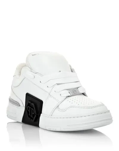 Philipp Plein Super Street Leather Sneakers In White