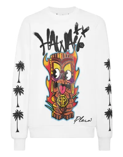 Philipp Plein Ls Hawaii Printed Sweatshirt In White