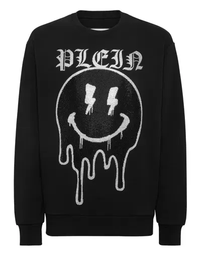 Philipp Plein Smile Rhinestone-embellished Sweatshirt In Black