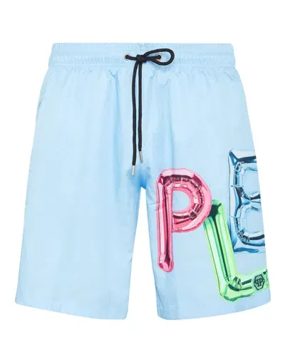 Philipp Plein Bombing Graffiti Swim Shorts In Blue