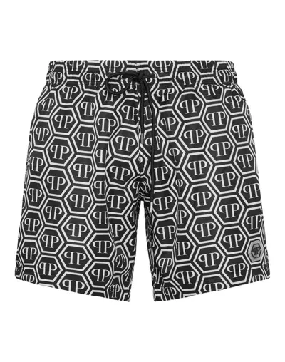 Philipp Plein Monogram-print Swim Shorts In Multi