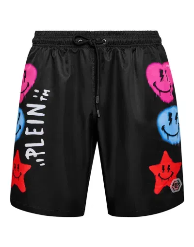 Philipp Plein Graphic-print Swim Shorts In Black