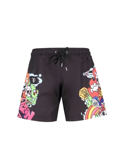 Philipp Plein Swim Shorts In Black  