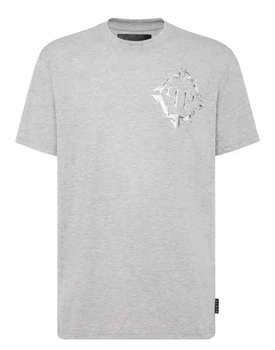 Philipp Plein T-shirt Round Neck Ss Chrome In Grey