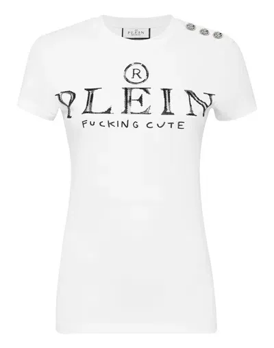 Philipp Plein T-shirt Round Neck Ss Sexy Pure Fit With Crystals In White