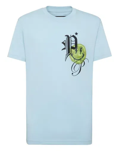 Philipp Plein Smile Cotton-jersey T-shirt In Blue