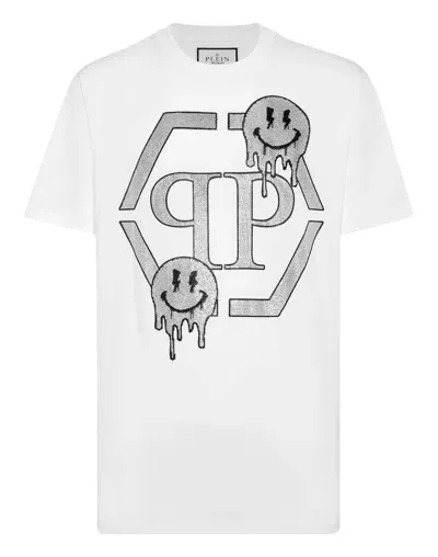 Philipp Plein Rhinestone-logo Cotton T-shirt In White