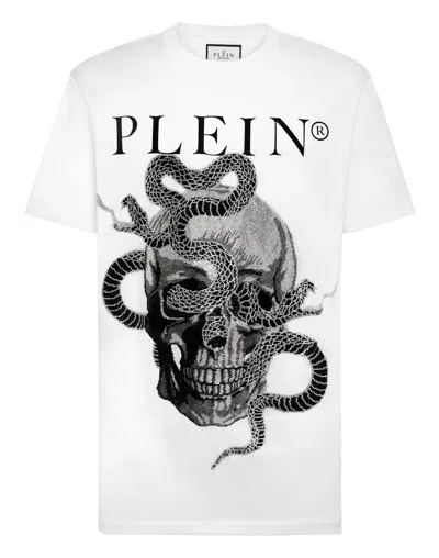 Philipp Plein T-shirt Round Neck Ss Snake In White