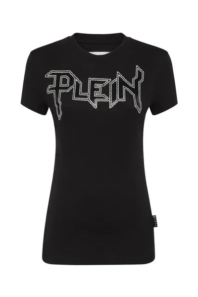 Philipp Plein Logo-embellished Cotton T-shirt In Black