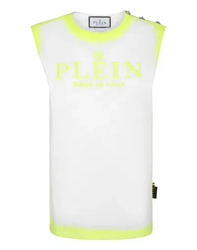 Philipp Plein Logo-embroidered Cotton Tank Top In White