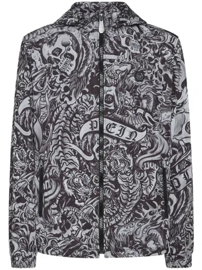 Philipp Plein Tattoo Windbreaker In Black