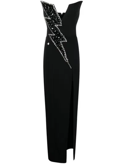 Philipp Plein Thunder Crystal-embellished Gown In Black