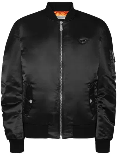 Philipp Plein Top Gun Bomber Jacket In Black