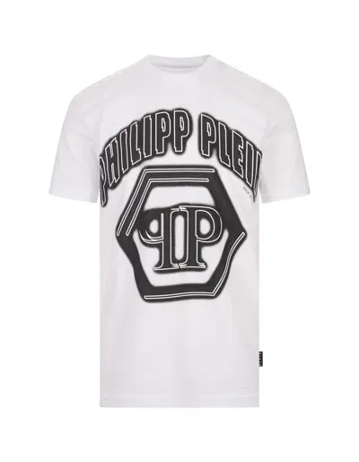 Philipp Plein White T-shirt With Pp Hexagon Print