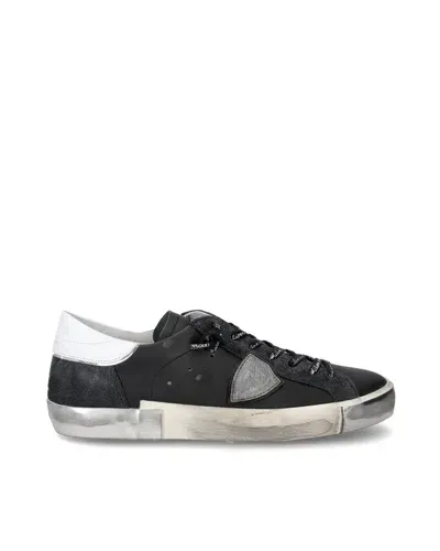 Philippe Model Paris Sneaker Bassa Prsx Nero E Argento In Ma01