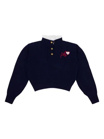 Philosophy Di Lorenzo Serafini Kids' Embroidered-logo Sweater In Blue