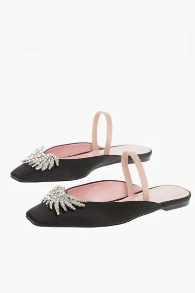 Piferi Jewels Embellished Satin Mules In Black