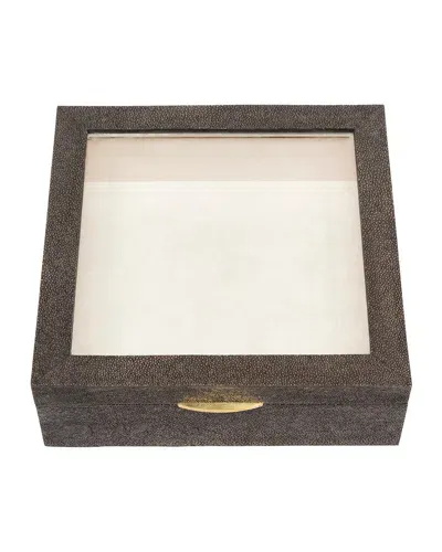 Pigeon & Poodle Henlow Square Faux-shagreen Display Box In Dark Mushroom