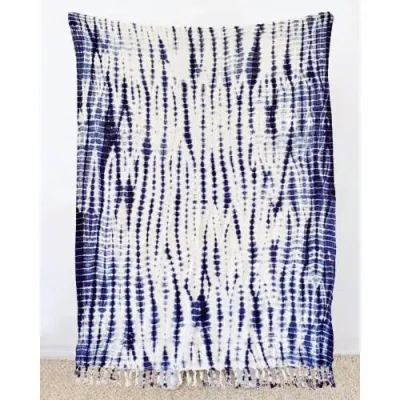 Pillowpia Indigo Shibory Throw In Vines