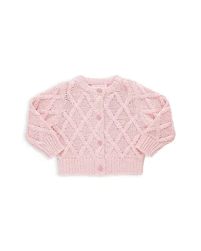 Pink Chicken Girls' Katrina Cotton Blend Cable Knit Cardigan - Baby In Pink