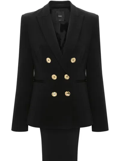 Pinko Double-breasted Suit In Black