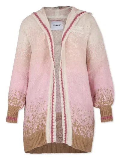 Pinko Kids' Logo Cardigan In Pink