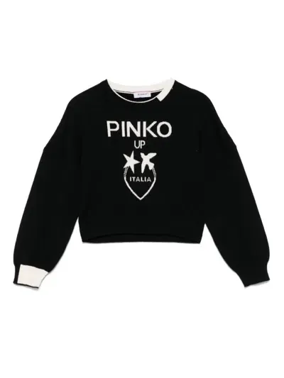 Pinko Kids' Love Birds-motif Sweater In Black