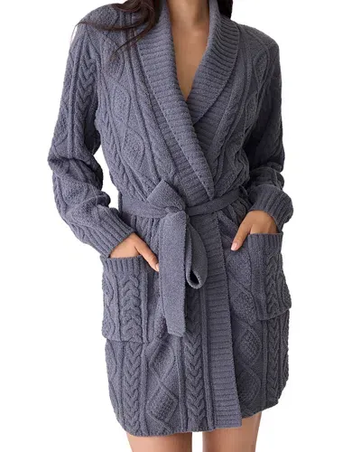 Pj Salvage Cable Knit Robe In Charcoal