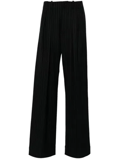 Plan C Pinstriped Trousers In Blue