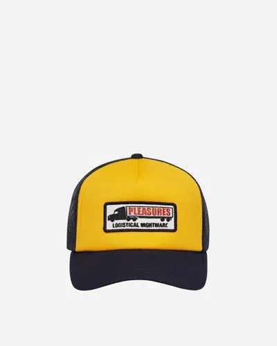 Pleasures Nightmare Trucker Cap Navy / Yellow In Blue