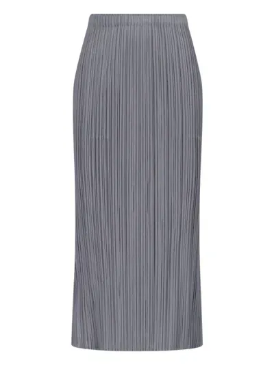 Pleats Please Pleated Midi Skirt In Gray