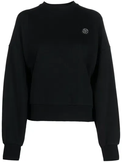 Plein Sport Appliqué-logo Cotton Sweatshirt In Black