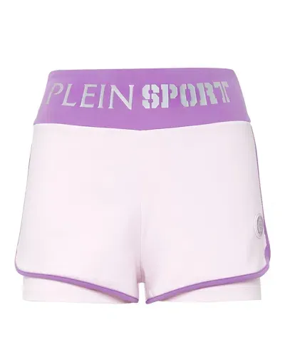 Plein Sport Logo-waistband Jogging Shorts In Blue