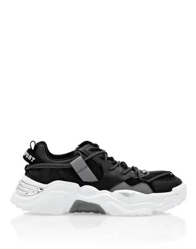 Plein Sport Runner Panelled Lace-up Sneakers In Black