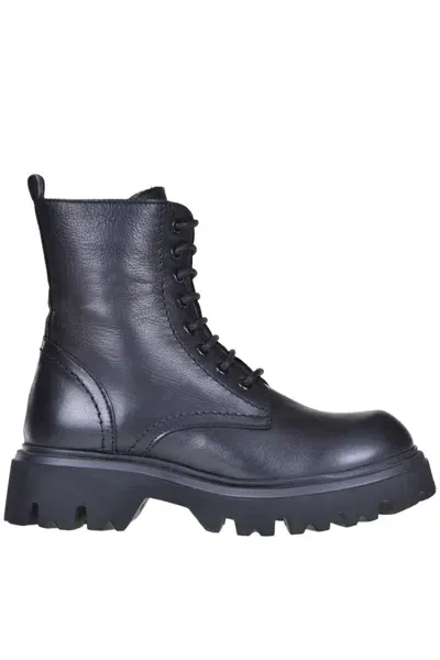 Poesie Veneziane Leather Combat Boots In Black