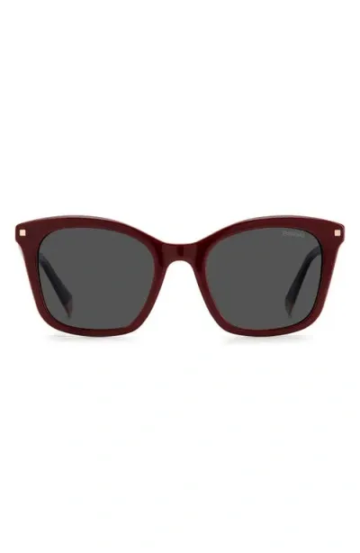 Polaroid 51mm Polarized Rectangular Sunglasses In Burgundy/gray Polar