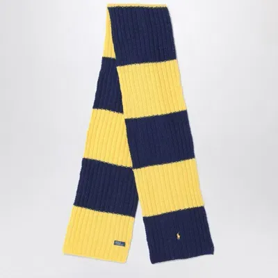 Polo Ralph Lauren Blue/yellow Striped Wool Scarf In Multicolor