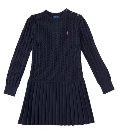 Polo Ralph Lauren Kids' Cable-knit Cotton Dress In Rl Navy W/ College Pink