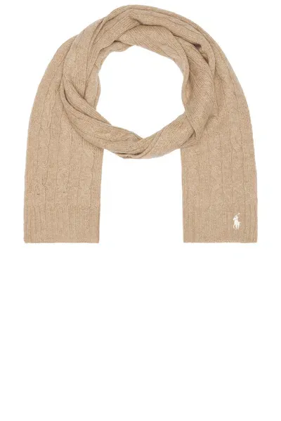 Polo Ralph Lauren Cable Knit Scarf In Camel