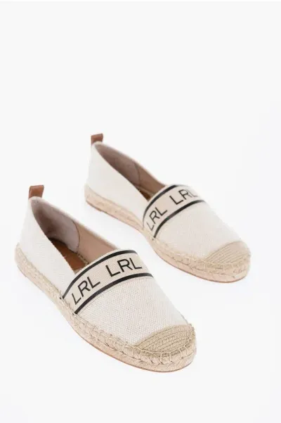 Polo Ralph Lauren Canvas Caylee Espadrillas With Leathr Detail And Raffia Sole