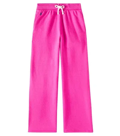 Polo Ralph Lauren Kids' Cotton-blend Sweatpants In College Pink W/ Navy