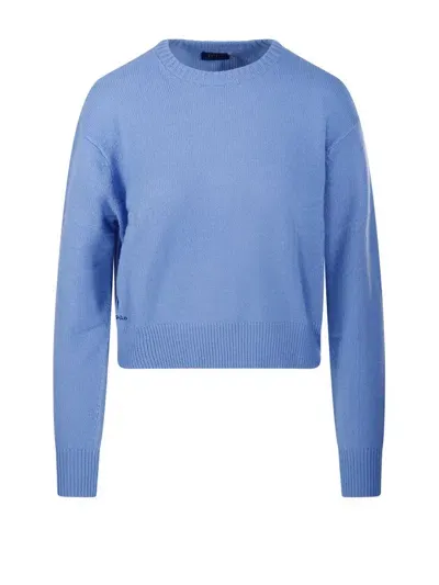 Polo Ralph Lauren Crewneck Cropped Jumper In Blue