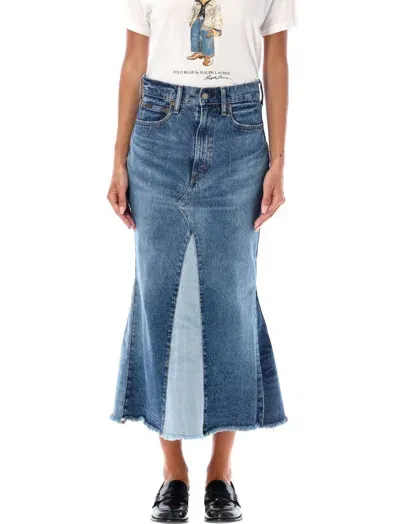 Polo Ralph Lauren Deconstructed Patchwork Denim Skirt In Blue